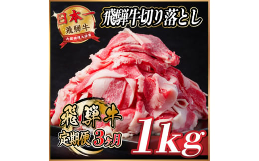 ＜毎月定期便＞飛騨牛　切り落とし　約1kg＜冷蔵便＞全3回【4055086】 1440893 - 岐阜県羽島市