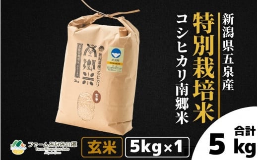 令和6年産 特別栽培米 新潟県五泉産コシヒカリ 「南郷米」 玄米 5kg 新潟県 五泉市 ファームみなみの郷 1005810 - 新潟県五泉市