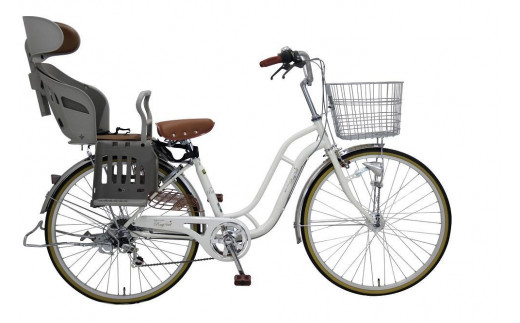 ヱビス自転車 子供乗せ自転車 24インチ ポニーテール246R シマノ製外装6段変速　電動なし（シマノ製ローラーブレーキ LEDオートライト）【本体ホワイト/子乗せグレージュ】