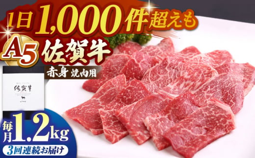 【全3回定期便】佐賀牛 赤身 ( モモ ) 400g ( 焼肉用 ) 【山下牛舎】 [HAD095] 佐賀牛 牛肉 定期便 焼肉 A5 黒毛和牛 佐賀 ギフト 265438 - 佐賀県江北町