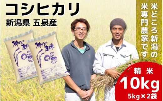 令和6年産 新米「わくわく農場」の新潟県五泉産コシヒカリ 精米 10kg（5kg×2袋）新潟県 五泉市 わくわく農場 620689 - 新潟県五泉市