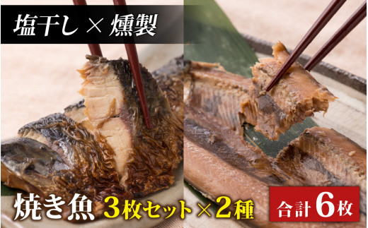 [塩干し×燻製]丸ごと骨まで食べられる焼き魚 3枚セット×2種 [A-088023_01_03]