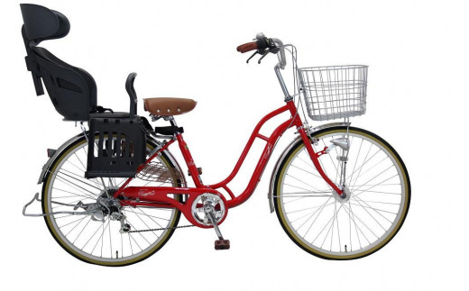 ヱビス自転車 子供乗せ自転車 26インチ ポニーテール266R シマノ製外装6段変速　電動なし（シマノ製ローラーブレーキ LEDオートライト）【本体レッド/子乗せチャコール】