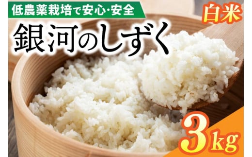 [新米]令和6年産 銀河のしずく 3kg (精米) 低農薬栽培米 生産者直送 生産地域限定ブランド米