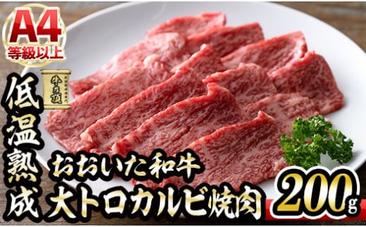 おおいた和牛 大トロカルビ焼肉 (200g) 国産 牛肉 肉 霜降り 低温熟成 A4 和牛 ブランド牛 BBQ 冷凍 大分県 佐伯市[DH220][(株)ネクサ]