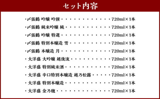 村上地酒 10本 セットD（〆張鶴・大洋盛）各720ml