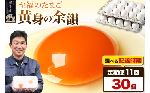 《定期便11ヶ月》黄身の余韻 30個（業務用）【発送時期が選べる】11か月 11ヵ月 11カ月 11ケ月 卵 玉子 たまご 開始時期選べる 1022472 - 秋田県横手市