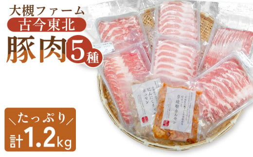 【古今東北】 丸森町大槻ファーム 豚肉5種類セット(計1.2kg）