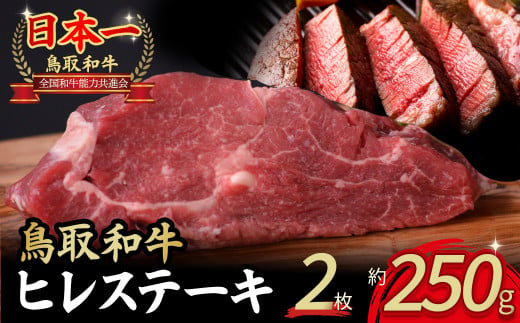 鳥取和牛 ヒレステーキ 2枚 （ 250g ） 牛肉 ヒレ ヒレステーキ 和牛 国産牛 ステーキ 黒毛和牛 肉 国産 ブランド牛 赤身 希少部位 最高級部位 鳥取県 倉吉市 KR364 1451396 - 鳥取県倉吉市