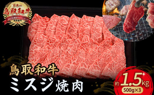 鳥取和牛 ミスジ焼肉 1.5kg ( 500g × 3 )  国産 牛肉 和牛 みすじ 希少 ミスジ 鳥取和牛 黒毛和牛 肉 焼き肉 ブランド牛 最高級部位 小分け 鳥取県 倉吉市 KR1356 1451406 - 鳥取県倉吉市