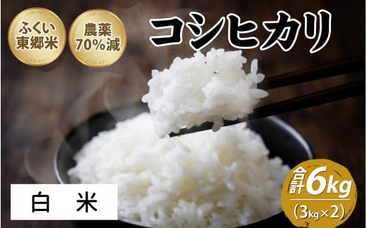 令和5年産 ふくい東郷米 特別栽培米 農薬70％減 コシヒカリ 3kg×2袋【白米】[A-020008_01] 924587 - 福井県福井市