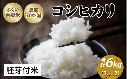 令和5年産 ふくい東郷米 特別栽培米 農薬70％減 コシヒカリ 3kg×2袋【胚芽付米】[A-020008_03] 924589 - 福井県福井市