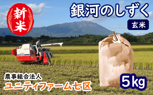 [令和6年産]雫石町産「銀河のしずく」玄米5kg[農事組合法人ユニティファーム七区]/ 米 5キロ 岩手県産 ご飯