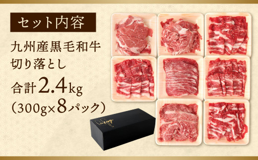 九州産 黒毛和牛 切り落とし 計2.4㎏ 300g×8パック 小分け