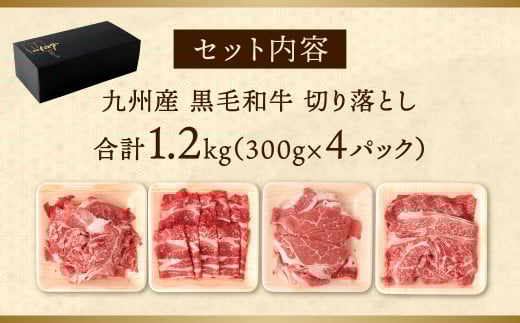 復刻！九州産 黒毛和牛 切り落とし 計1.2㎏ 300g×4パック 小分け