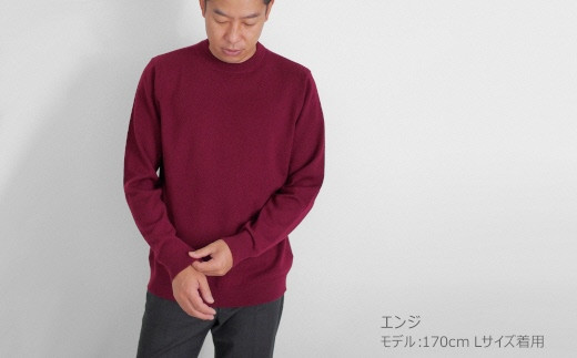 カシミヤ100％ クルーネックセーター （メンズ） エンジ・LL 新潟県 五泉市 高橋ニット株式会社