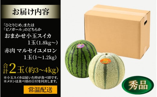 先行予約】佐藤農園の小玉スイカ・マルセイユメロン セット 計2玉（約3kg～4kg） 秀品 農家直送 有機肥料 低農薬 ※2025年6月上旬より順次発送  - 福井県あわら市｜ふるさとチョイス - ふるさと納税サイト