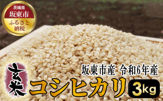 玄米 コシヒカリ3kg[令和6年産] / おこめ こしひかり げんまい 茨城県