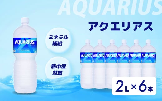 アクエリアス PET 2L×6本  スポーツドリンク スポーツ飲料 清涼飲料水 水分補給 ペットボトル 箱買い まとめ買い 備蓄 災害用 014043 1448055 - 広島県三原市