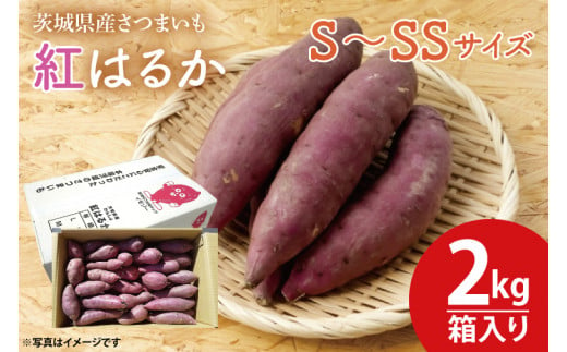 【数量限定】紅はるかS～SSサイズ2kg箱【さつまいも 芋 いも  焼き芋 焼芋 やきいも 水戸市 茨城県 3000円以内】（KE-2） 1449455 - 茨城県水戸市