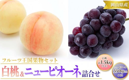 桃 ぶどう 2024年 先行予約 白桃 5玉 合計約1.5kg （1玉 約300g） ニュー ピオーネ 1房 550g もも 葡萄 詰合せ 岡山 国産 フルーツ 果物 ギフト 桃茂実苑 776486 - 岡山県岡山市