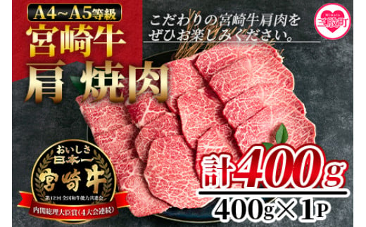 ＜宮崎牛肩焼肉 400g＞ A4 A5 焼肉やバーベキューでお楽しみください！【MI229-nh】【日本ハムマーケティング株式会社】 649268 - 宮崎県三股町