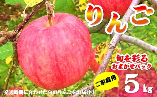 [北上市産 りんご ]旬を彩るおまかせパック [ 家庭用 ] 5キロ (約13〜20玉)