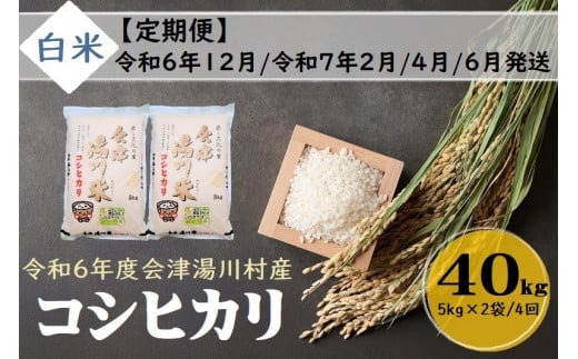 43 令和6年産 会津 湯川村産コシヒカリ 精米(白米)40kg(5kg×2袋)【全4回 定期便 12月・2月・4月・6月発送】 1471459 - 福島県湯川村