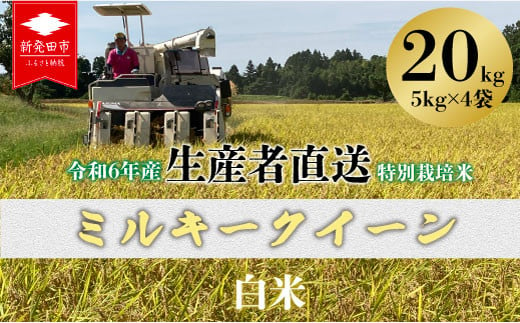 [先行予約]令和6年産 新米 ミルキークイーン白米 20kg お米 ご飯 こめ コメ kome 特別栽培米 新潟 新潟県 新潟産 新発田 新発田市 新発田産 備蓄食 生産者直送