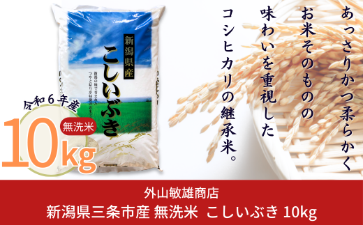 無洗米 こしいぶき 10kg 新潟県三条市産米 令和6年産 [外山敏雄商店]【010S254】 869402 - 新潟県三条市