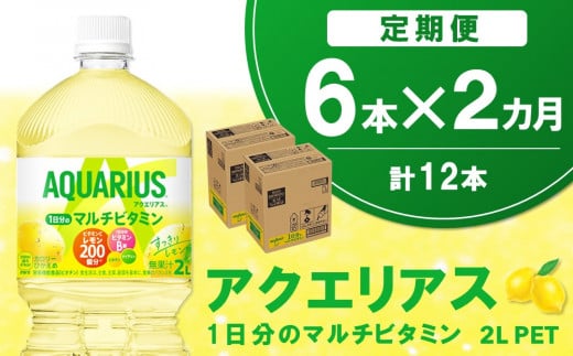 【2か月定期便】アクエリアス 1日分のマルチビタミン PET 2L(6本×2回)【アクエリ スポーツ飲料 夏バテ予防 水分補給 ビタミン補給 ビタミンC ミネラル クエン酸 2L 2リットル ペットボトル ペット スポーツ イベント】A1-C090325 1453298 - 佐賀県基山町