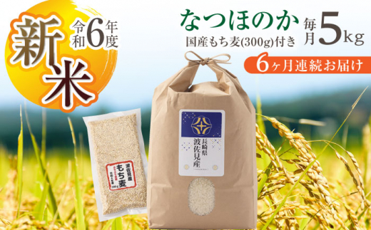 先行予約 令和6年度新米】【通常包装】【全6回定期便】なつほのか 白米 5kg×6回 計30kg もち麦 300g×6回 計1800g 波佐見町産  セット【冨永米穀店】 [ZF11] / 長崎県波佐見町 | セゾンのふるさと納税