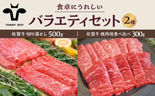 【牧場直送】佐賀牛 食卓にうれしいバラエティ セット（切り落とし 500g＆焼肉用食べ比べ 300g）【有限会社佐賀セントラル牧場】 [IAH204] 878909 - 佐賀県白石町