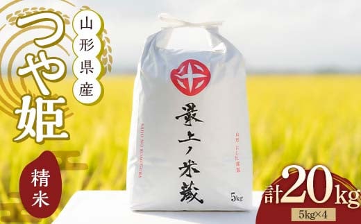 令和6年産 つや姫 5kg×4 計20kg 精米 【最上ノ米蔵】 山形県産 特別栽培米 こめ お米 米 白米 F3S-2221 1456319 - 山形県新庄市