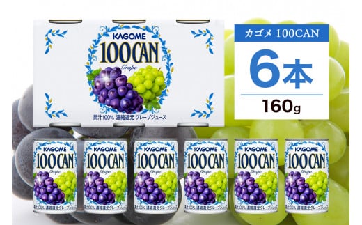 カゴメ 100CAN 160g × 6缶 濃縮還元 グレープジュース 100％ ジュース 砂糖不使用 フルーツジュース かごめ 果汁 果肉 グレープ ぶどう 葡萄 ブドウ フルーツ 飲料 ドリンク 缶 果物 お取り寄せ ギフト 差し入れ 缶ジュース KAGOME 送料無料 那須塩原市 ns038-009 699629 - 栃木県那須塩原市