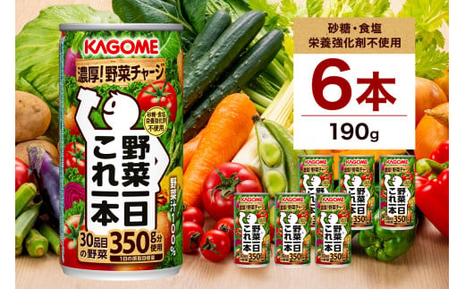 カゴメ 野菜一日これ一本 190g × 6缶 野菜ジュース 野菜汁100% 無添加 砂糖不使用 食塩不使用 栄養強化剤不使用 香料不使用 30品目 野菜 ジュース リコピン β-カロテン 食物繊維 ビタミンA ドリンク 飲料 かごめ お取り寄せ KAGOME 送料無料 那須塩原市 ns038-005 699625 - 栃木県那須塩原市