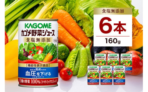 カゴメ 野菜 ジュース 食塩 無添加 160g × 6缶 100% 機能性表示食品 11種類の野菜 濃縮トマト 緑黄色野菜 野菜ジュース セロリ ビート レタス キャベツ ほうれん草 食塩不使用 無塩 缶 飲料 ドリンク とまと GABA 血圧 かごめ KAGOME 送料無料 那須塩原市 ns038-003 699623 - 栃木県那須塩原市