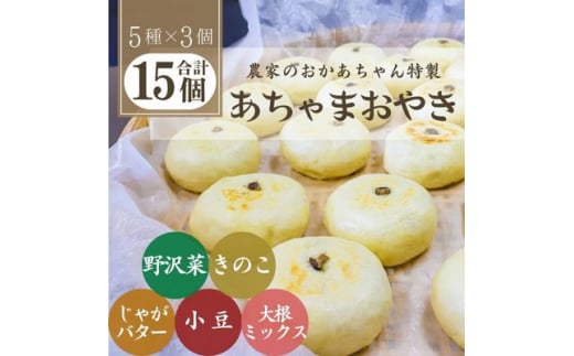 長野県中野市のふるさと納税 あちゃまおやき(5種×3個セット)【1494237】