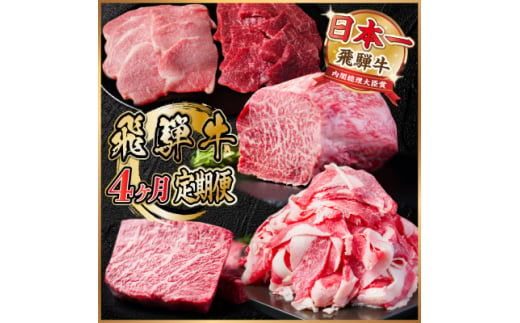 ＜毎月定期便＞飛騨牛 定期便 計1.7kg＜冷蔵便＞全4回【4055506】 1455543 - 岐阜県羽島市