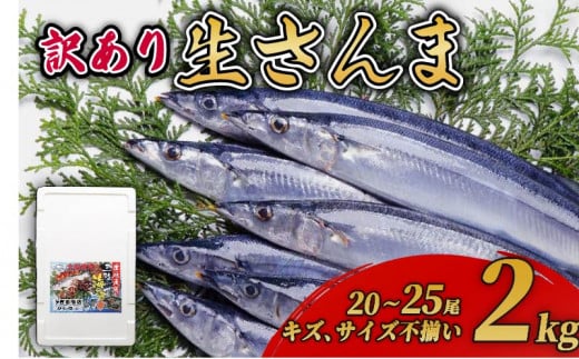 【期間限定】訳あり 鮮さんま 約2kg 冷蔵 20尾～25尾