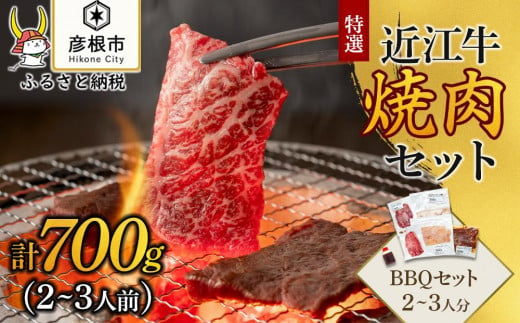 近江牛焼肉とホルモン 旨味タレ付けミックスセット2〜3人分（BBQセット）計700g《近江牛A5ランクメス牛一頭買い みのや》