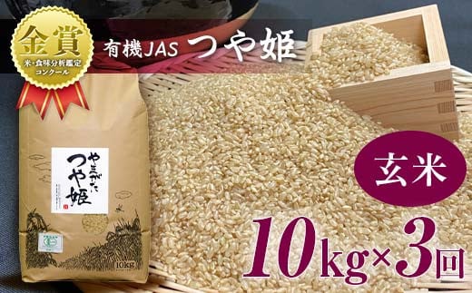 【令和6年産】≪定期便3回≫ 米・食味分析鑑定コンクール金賞受賞生産者が作る つや姫10kg（有機JAS）【玄米】 F21B-153 1463407 - 山形県高畠町