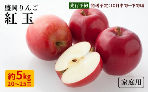 10月限定 りんご 『紅玉』生果実 盛岡りんご 家庭用 約5kg(20～25個) 箱 盛岡市 下久保農園産 1457502 - 岩手県盛岡市