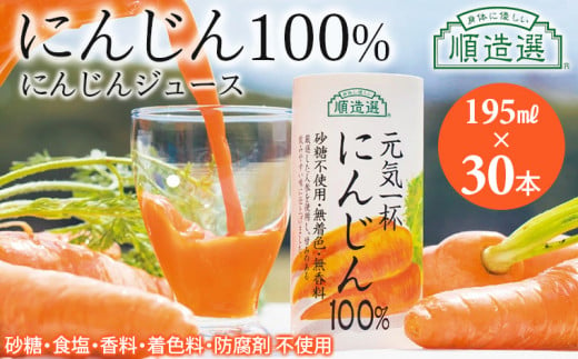 【砂糖不使用】にんじんジュース　順造選「元気一杯 にんじん100%」 195g×30本 1485952 - 千葉県袖ケ浦市