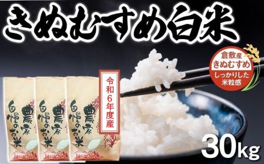 HD15　【先行予約】令和6年度産  きぬむすめ 白米 30kg　岡山県倉敷市産【お米 米 きぬむすめ 白米 国産 岡山県 倉敷市 人気 おすすめ】 1457516 - 岡山県倉敷市