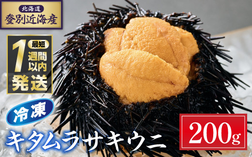 登別近海産冷凍キタムラサキウニ（パック詰）200g　【うに 高級 ウニ 雲丹 生ウニ キタムラサキウニ 小分け 北海道 ふるさと 人気 ランキング 送料無料 】