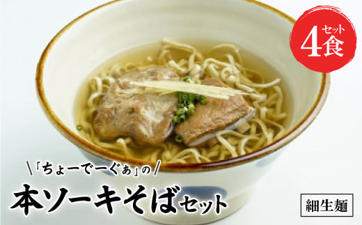 〈細生麺〉ちょーでーぐぁ 沖縄そば(本ソーキ)4食セット【1523261】 1389690 - 沖縄県西原町