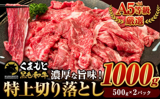 くまもと黒毛和牛 ウデ・モモ 赤身切り落とし 1000g 牛肉 冷凍 《5月上旬-5月末頃出荷予定》冷凍庫 個別 取分け 小分け 個包装 モモ スライス 肉 お肉 しゃぶしゃぶ すき焼き A5 A4　津奈木町