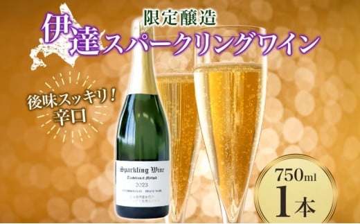 [№5525-0710]北海道 伊達スパークリングワイン 750ml 1本 2023 年産 限定醸造 スパークリングワイン ワイン 葡萄 ぶどう ブドウ 醸造 ヴィンテージ 白ワイン お酒 酒 アルコール 発泡酒 シャルドネ ピノ・ノワール 晩酌 1271519 - 北海道伊達市