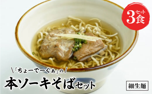 〈細生麺〉ちょーでーぐぁ 沖縄そば(本ソーキ)3食セット【1523256】 1389689 - 沖縄県西原町